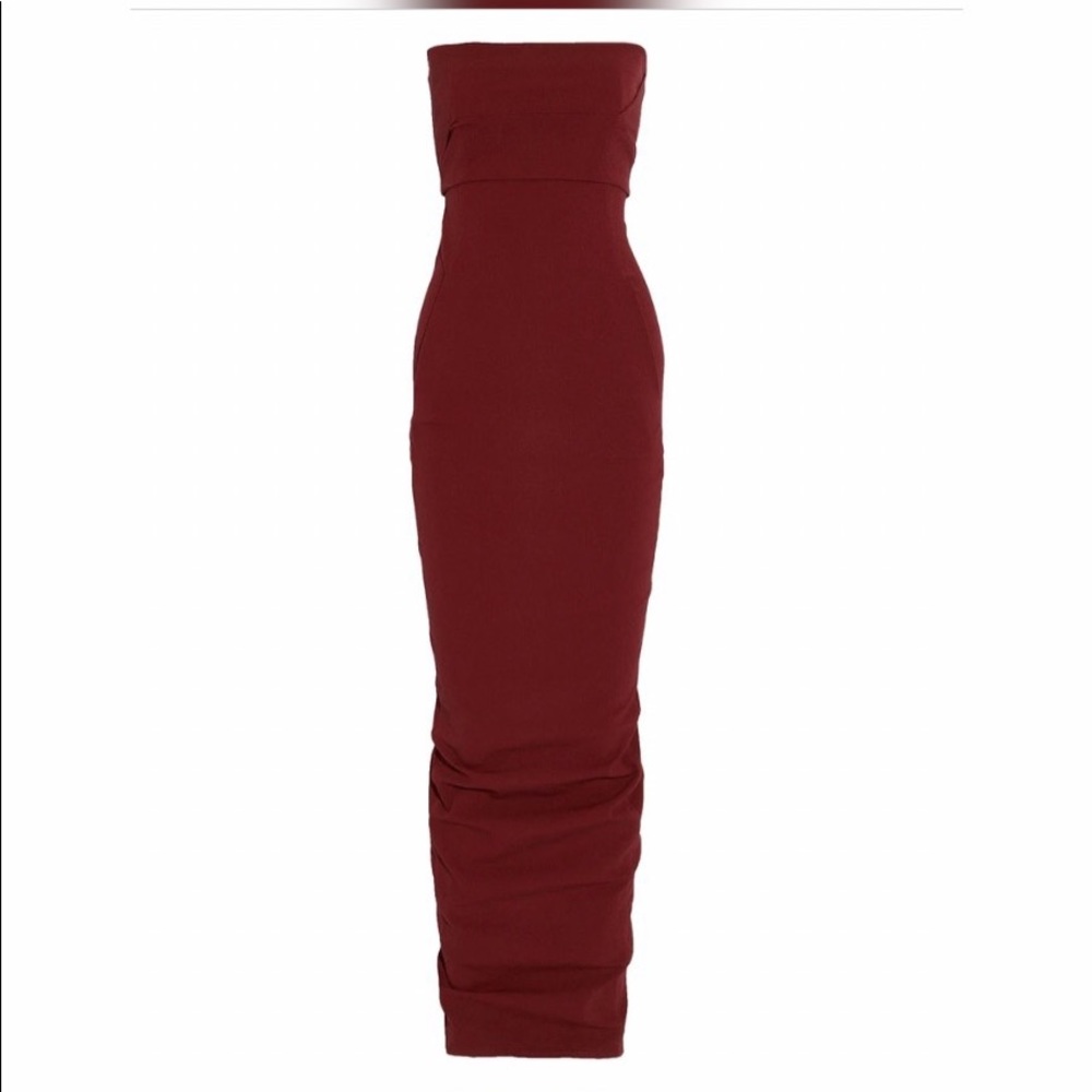 Rick Owens - Burgundy Bustier Strapless Gown